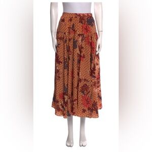 ULLA JOHNSON silk midi floral skirt, sz XS